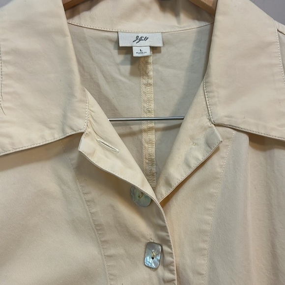 J JILL Yellow Unlined Jacket Long Sleeve Classic Collared Button Down Shirt szL - Picture 4 of 10